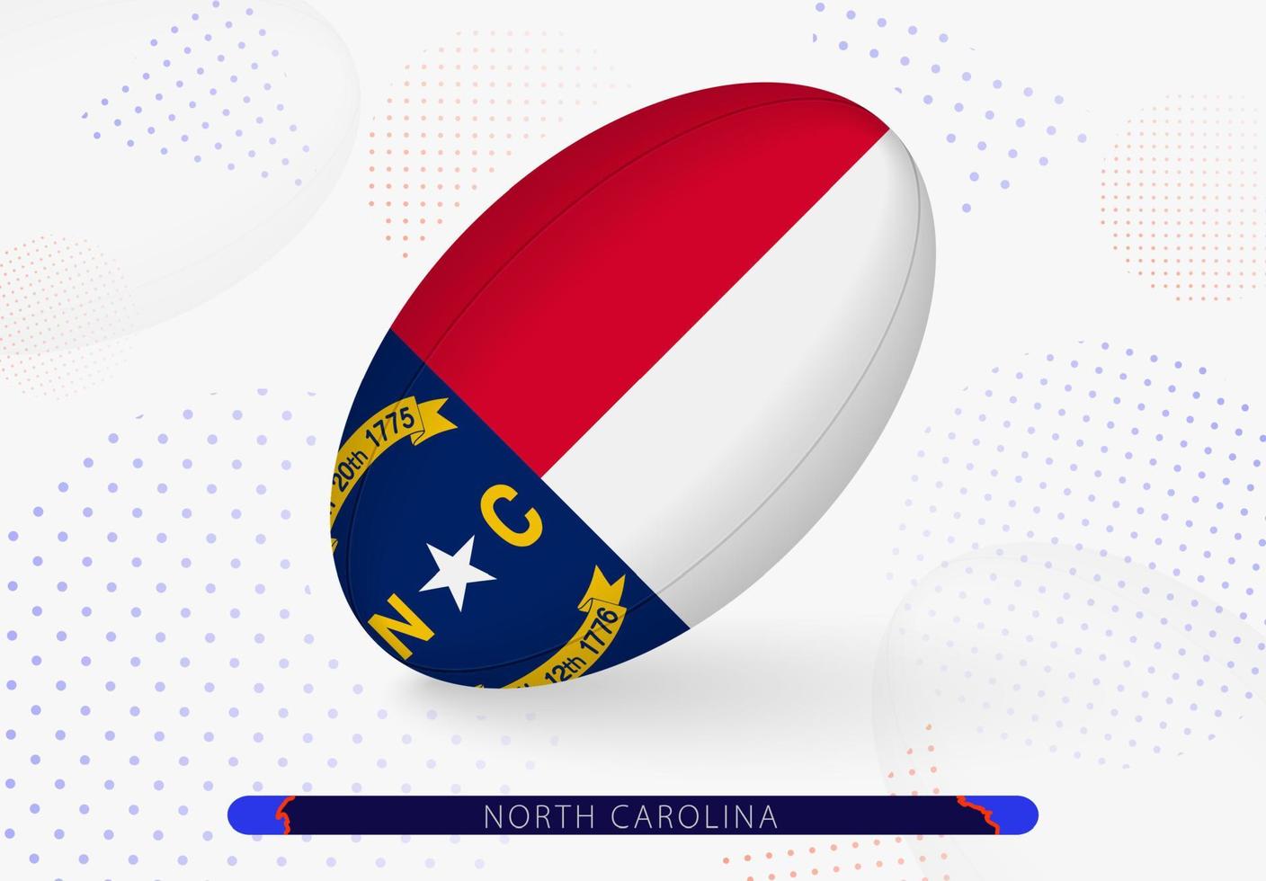 Rugbyball mit der Flagge von North Carolina darauf. Ausrüstung für das Rugby-Team von North Carolina. vektor