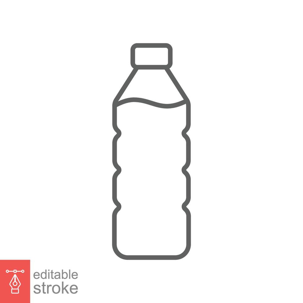 vatten flaska linje ikon. enkel översikt stil. plast flaska, dryck, mineral, soda, juice, mat och dryck paket begrepp. vektor illustration isolerat på vit bakgrund. redigerbar stroke eps 10.