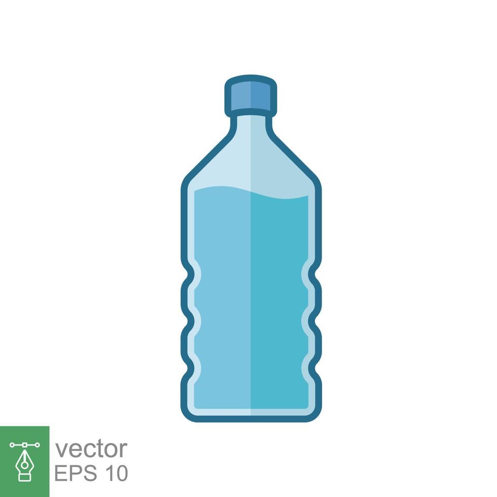 Flache Ikone der Wasserflasche. einfacher gefüllter Umrissstil. plastikflaschen-, getränke-, mineral-, soda-, saft-, lebensmittel- und getränkepaketkonzept. Vektor-Illustration isoliert auf weißem Hintergrund. Folge 10. vektor