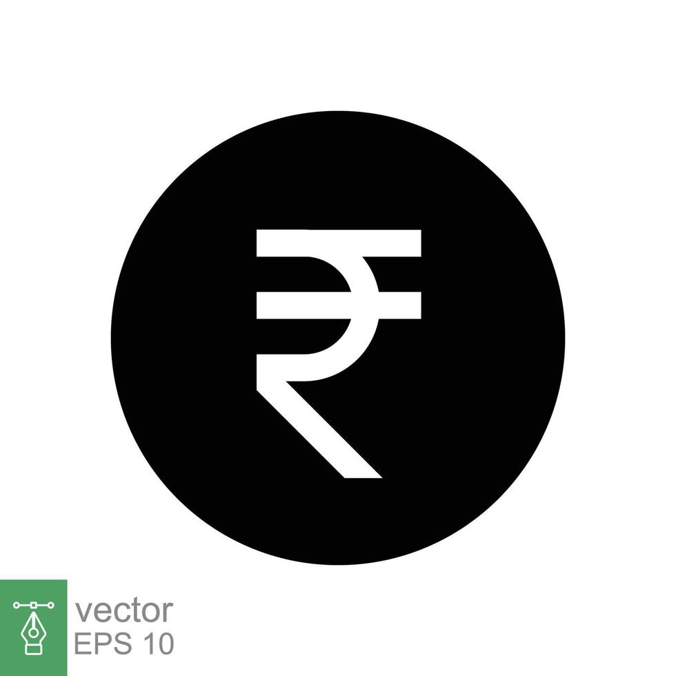rupee glyf ikon. enkel fast stil, rupee symbol. Bank, pengar kontanter företag begrepp. vektor illustration isolerat på vit bakgrund. eps 10.