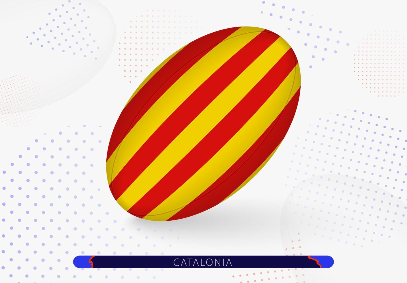 Rugbyball mit der Flagge von Katalonien darauf. Ausrüstung für das Rugby-Team von Katalonien. vektor
