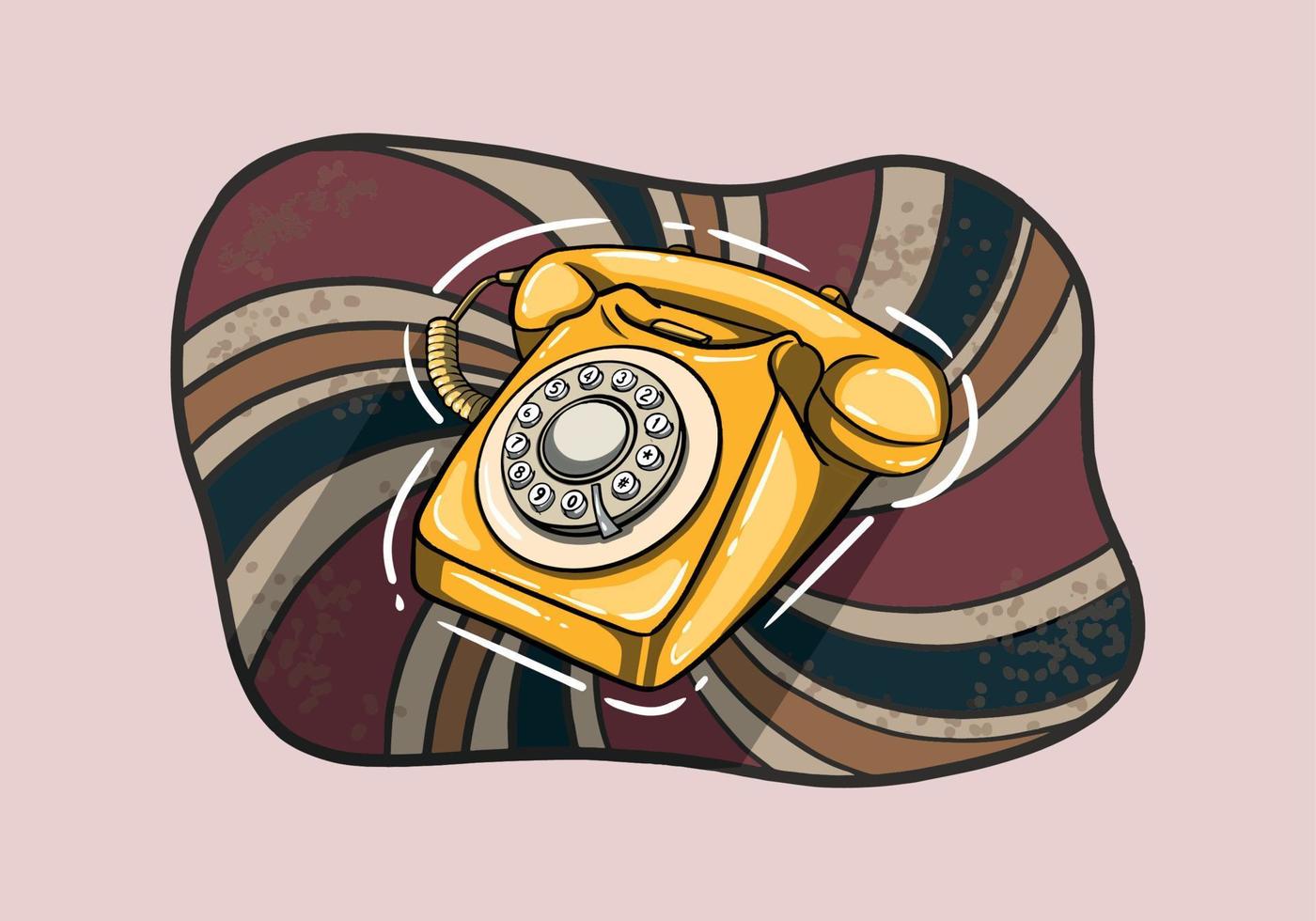 gul telefon årgång. retro gul telefon. nostalfi telefon vektor design.