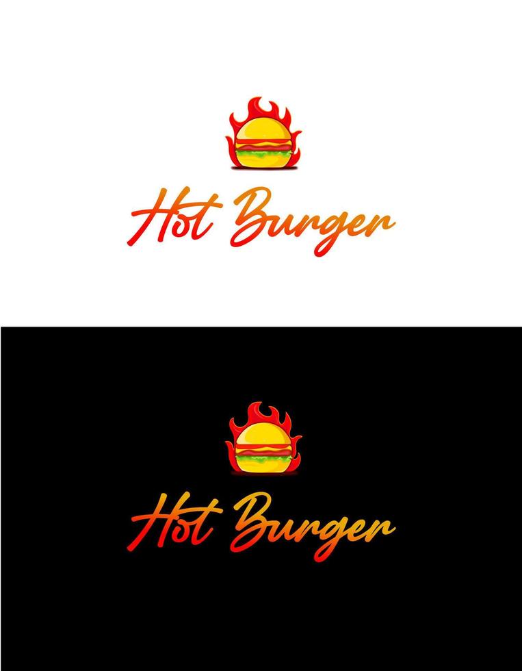 varm burger logotyp med burger vektor illustration.