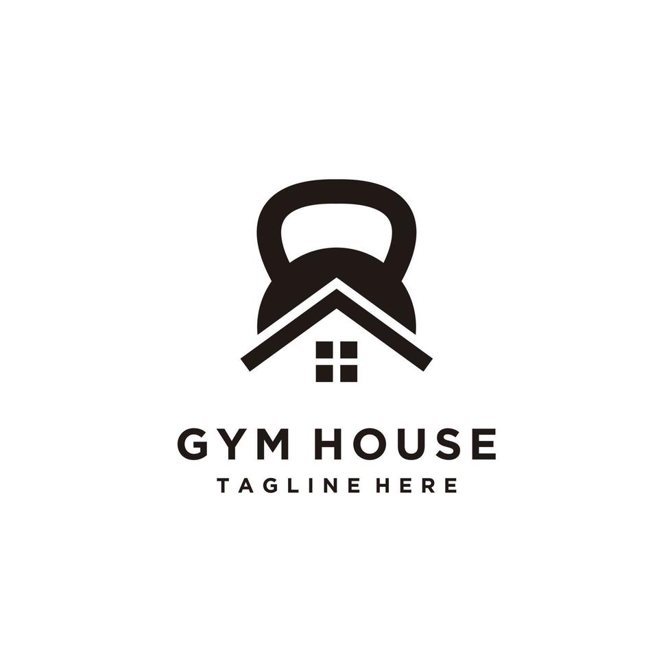 Gym hus, kondition på Hem silhuett logotyp design ikon vektor