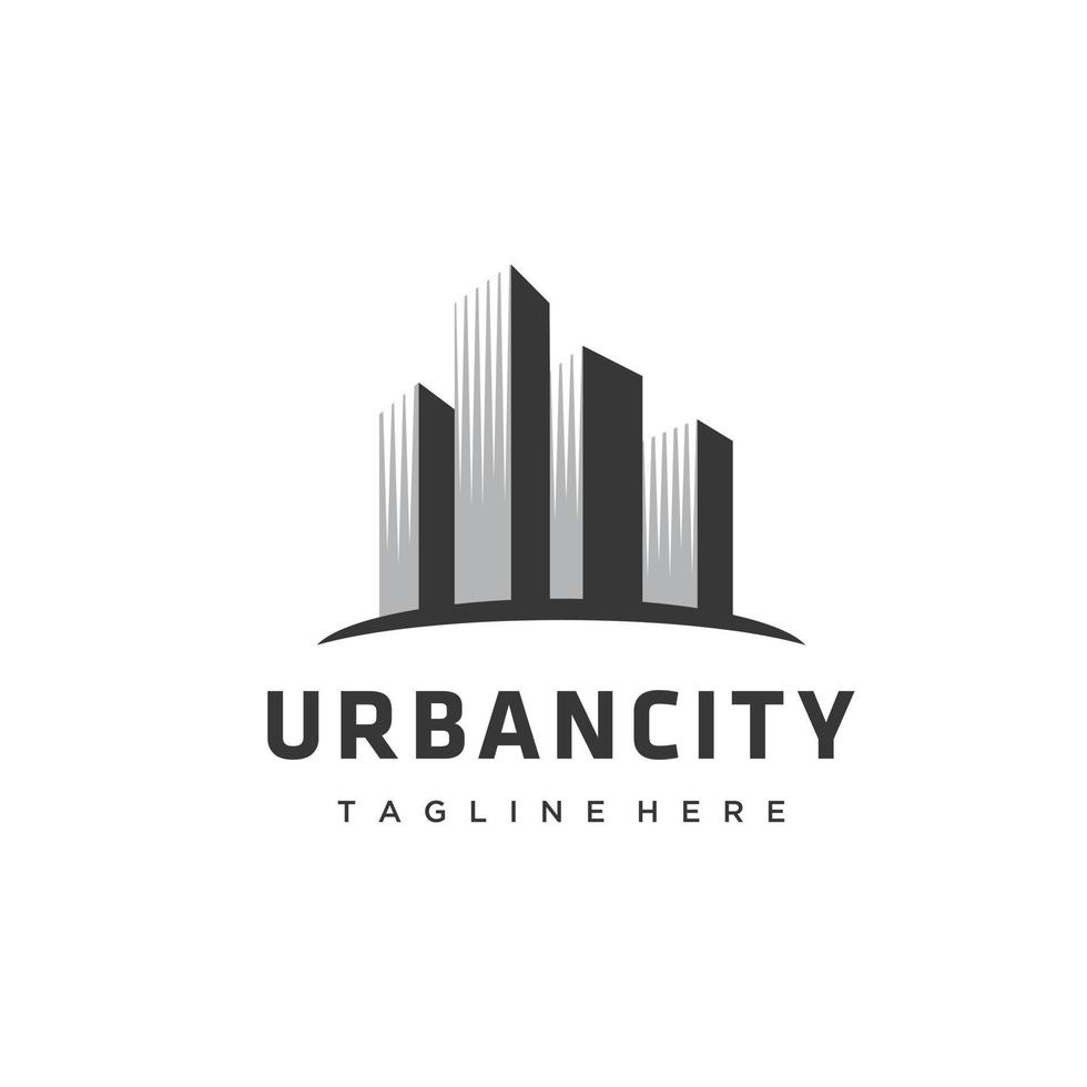 Inspiration für das Design von Immobiliengebäuden in der Stadt, flaches Logo vektor