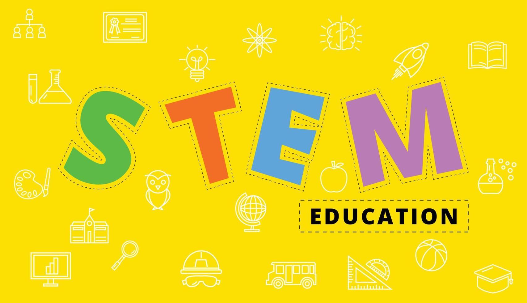 stammbildungskonzept, wissenschaftstechnologietechnik und mathematik, vektordesign im symbolstil vektor