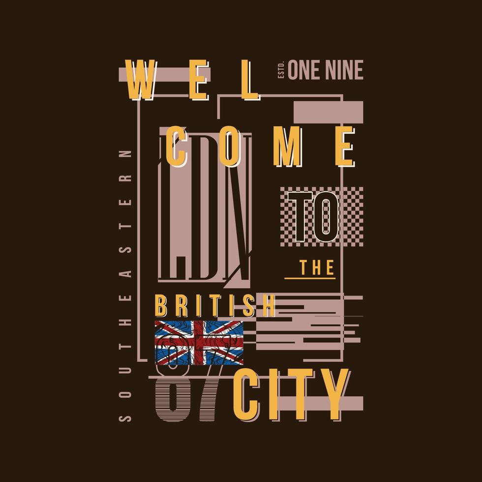 abstraktes grafikdesign londons, typografietextrahmenvektorillustrationsdruckt-shirt vektor