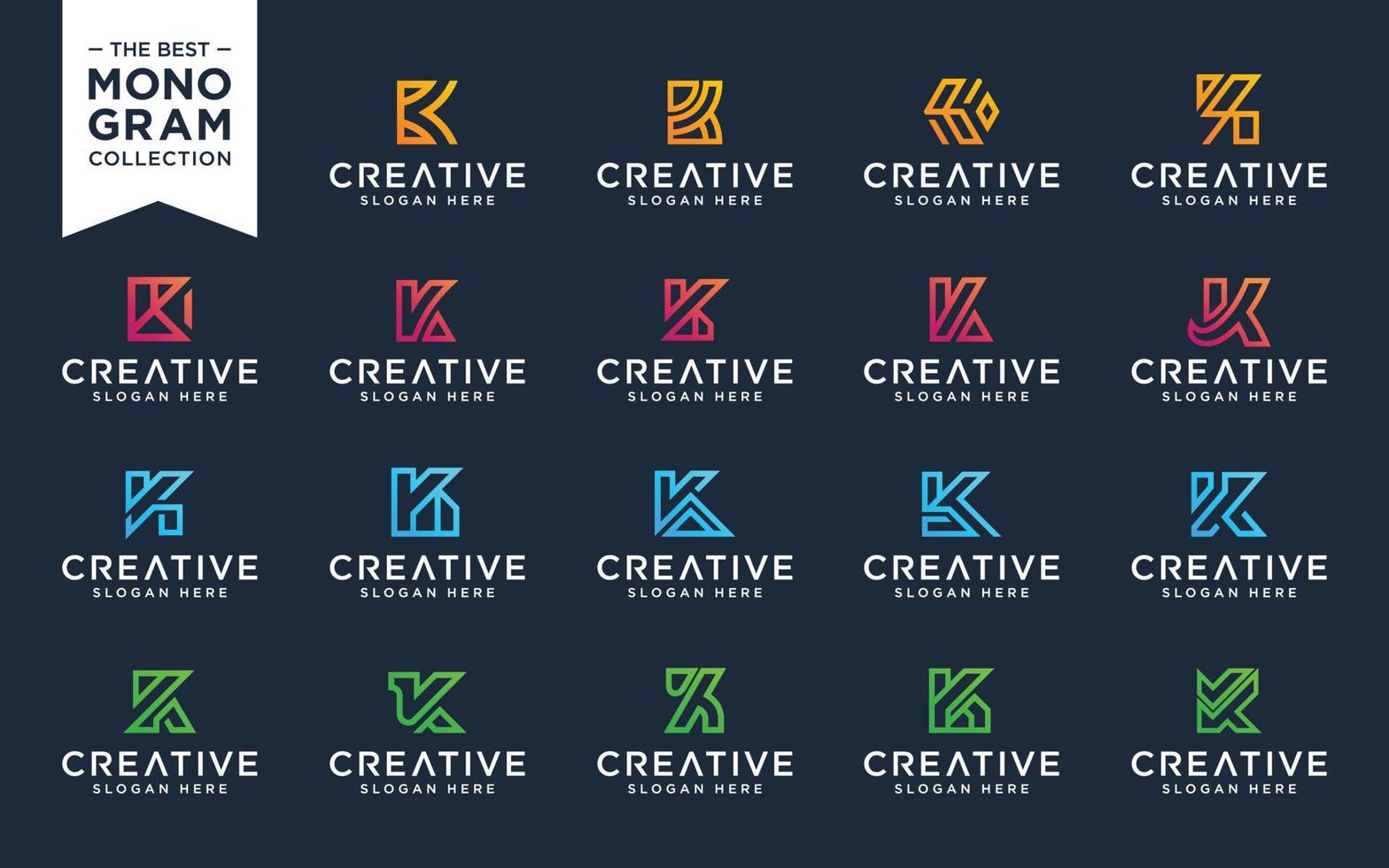 Vektorgrafik der anfänglichen k-Set-Logo-Designvorlage vektor