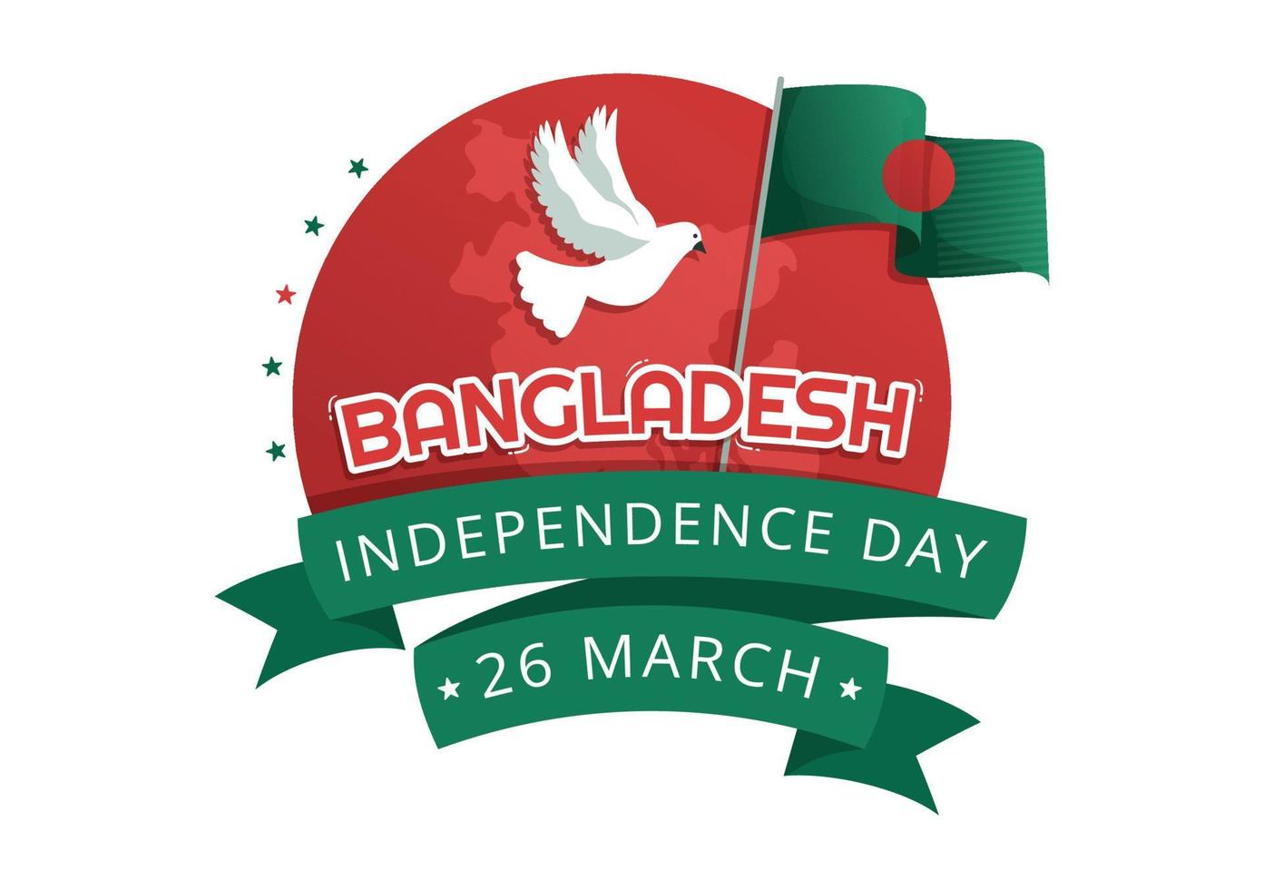 glücklicher unabhängigkeitstag von bangladesch am 26. märz illustration mit schwenkender flagge und siegesfeiertag in flacher hand gezeichnet für zielseitenvorlagen vektor