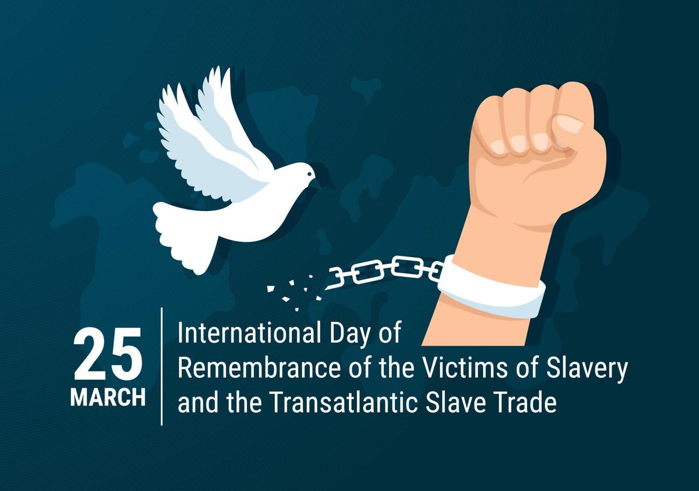 internationell dag av minne av de offer av slaveri och transatlantiska slav handel hand dragen illustration med bruten handklovar på hand design vektor