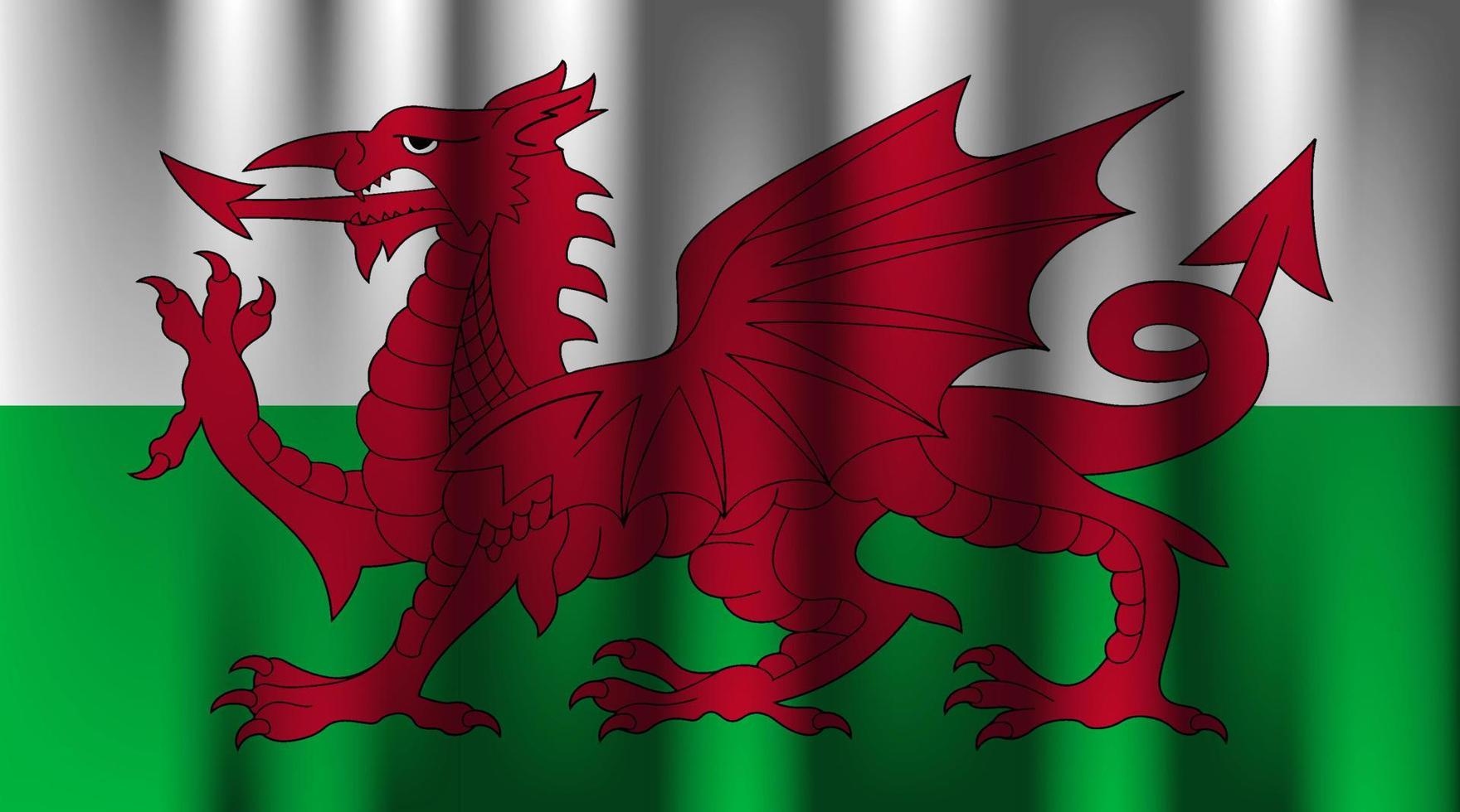 flagge von wales land nation symbol 3d textil satin effekt hintergrundbild vektor