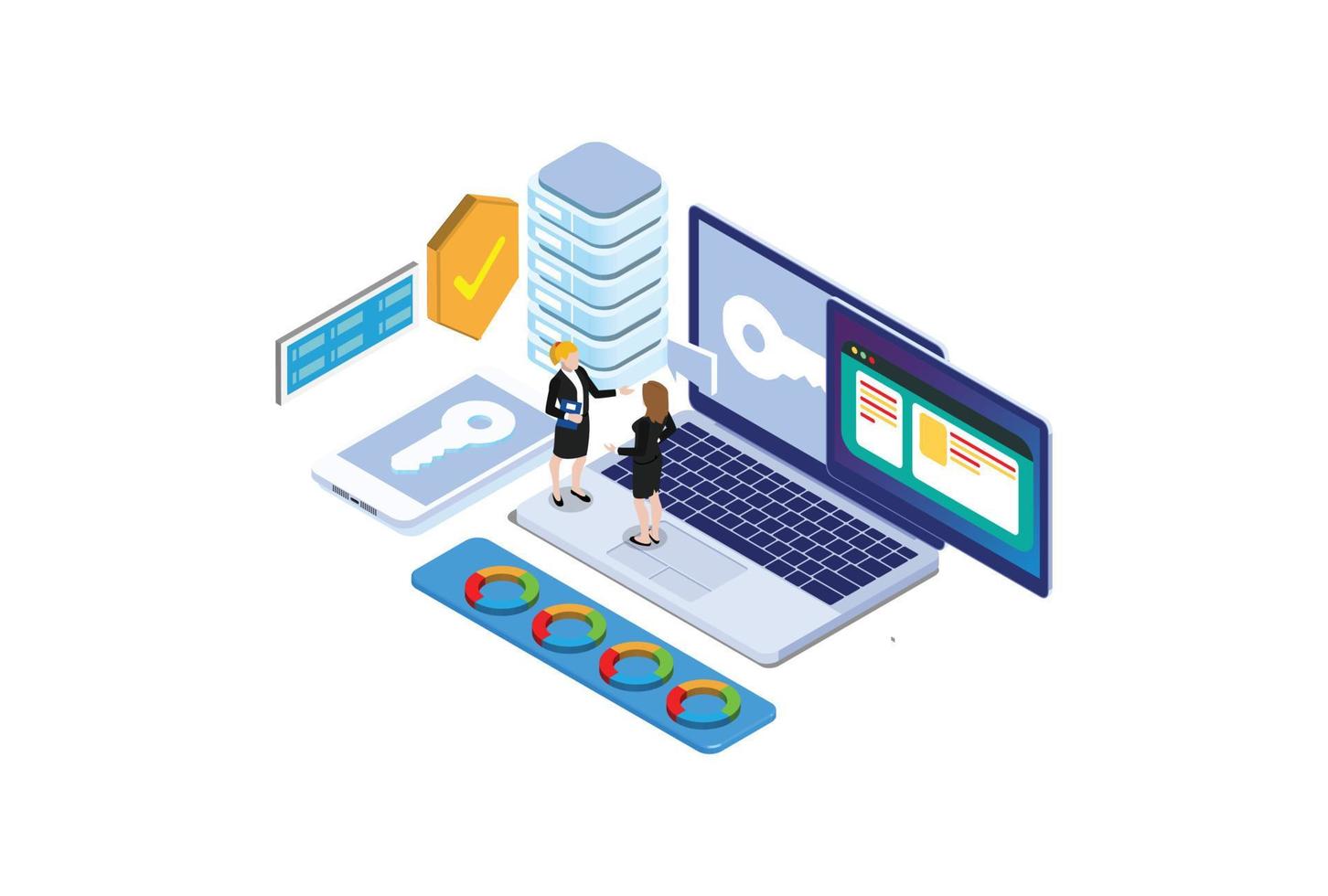 modern isometrisk Integritet skydd illustration, webb banderoller, lämplig för diagram, infografik, bok illustration, spel tillgång, och Övrig grafisk relaterad tillgångar vektor