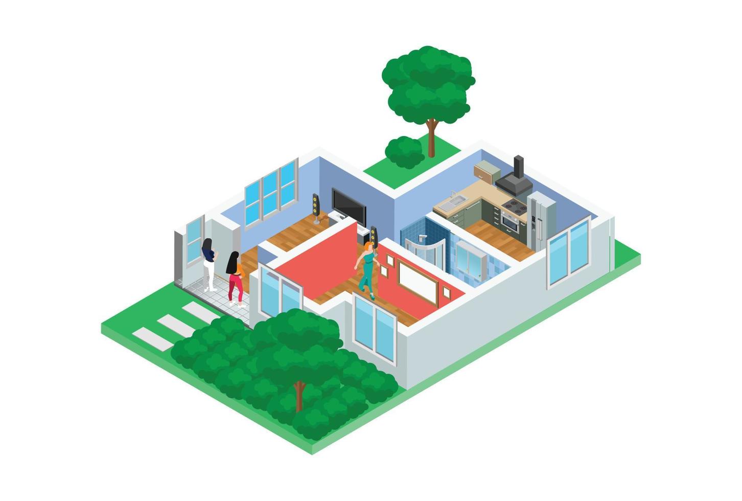 illustration isometrisk exempel av Hem design skisser i 3d, lämplig för diagram, infografik, spel tillgång, och Övrig grafisk relaterad tillgångar vektor