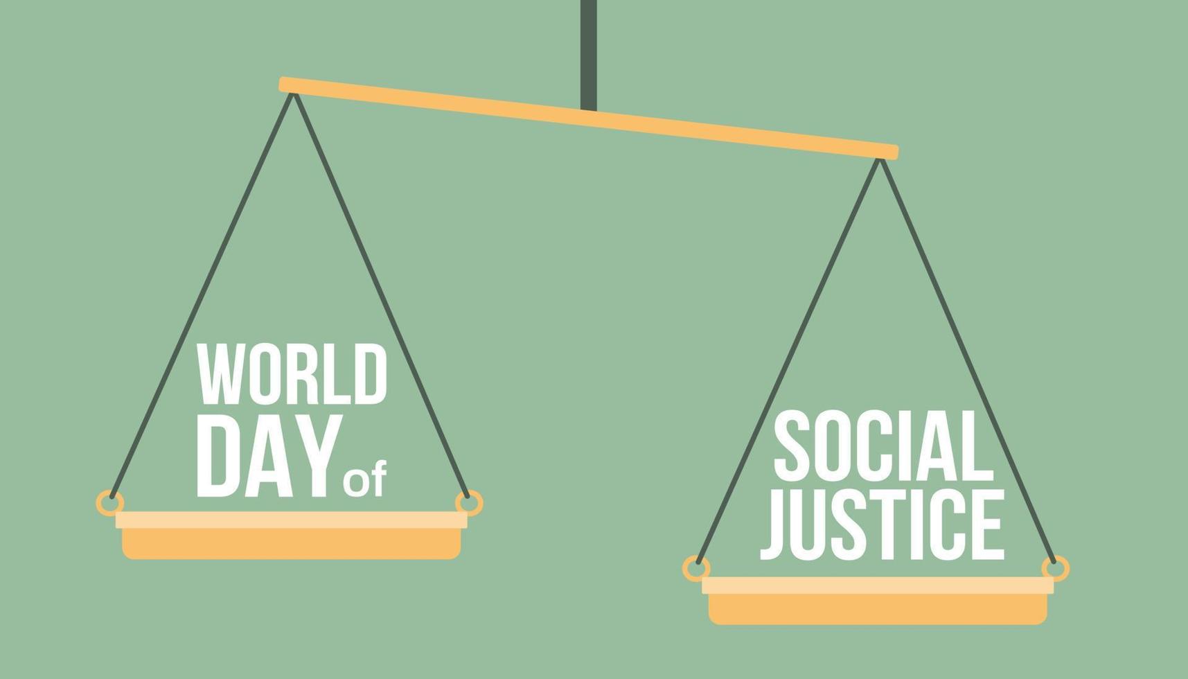 Welttag der sozialen Gerechtigkeit, Vektorhintergrund. Anwaltswaage, einfach. Folge 10. Vektorillustration vektor