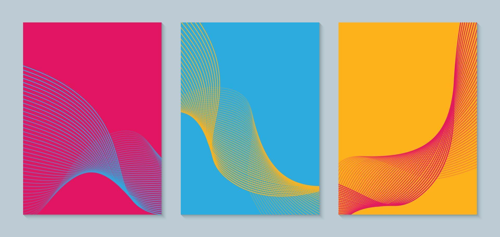 abstrakt geometrisk bakgrund med vågig linje mönster. uppsättning av vektor omslag design. affisch mall.
