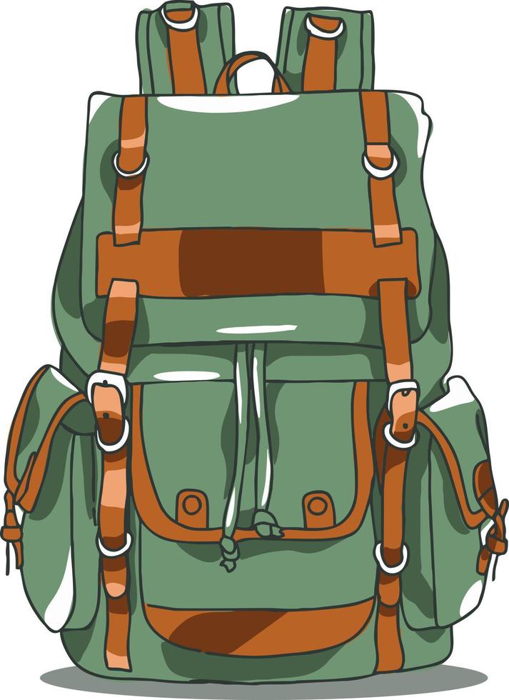 Reisetasche aus grünem und braunem Leder, Vektordesign vektor