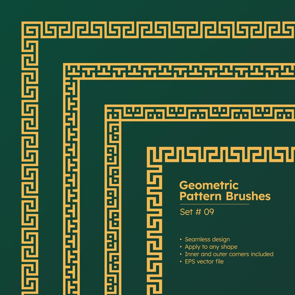 satz musterbürsten griechisches geometrisches randdesign vektor