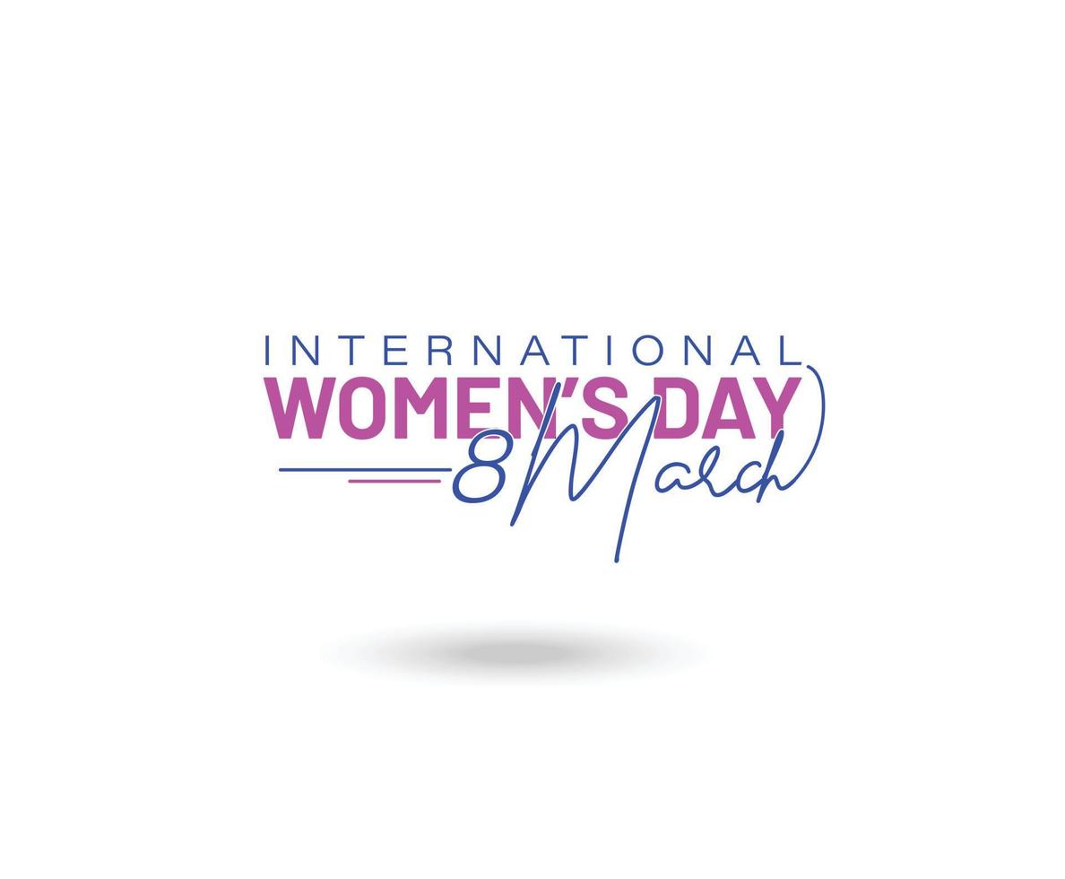 internationell kvinnors dag elegant text på rosa bakgrund. hälsning kort för Lycklig kvinnor dag med elegant hand dragen kalligrafi vektor