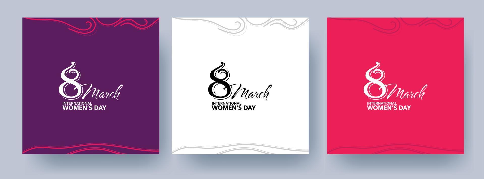 internationell kvinnors dag elegant text på rosa bakgrund. hälsning kort för Lycklig kvinnor dag vektor