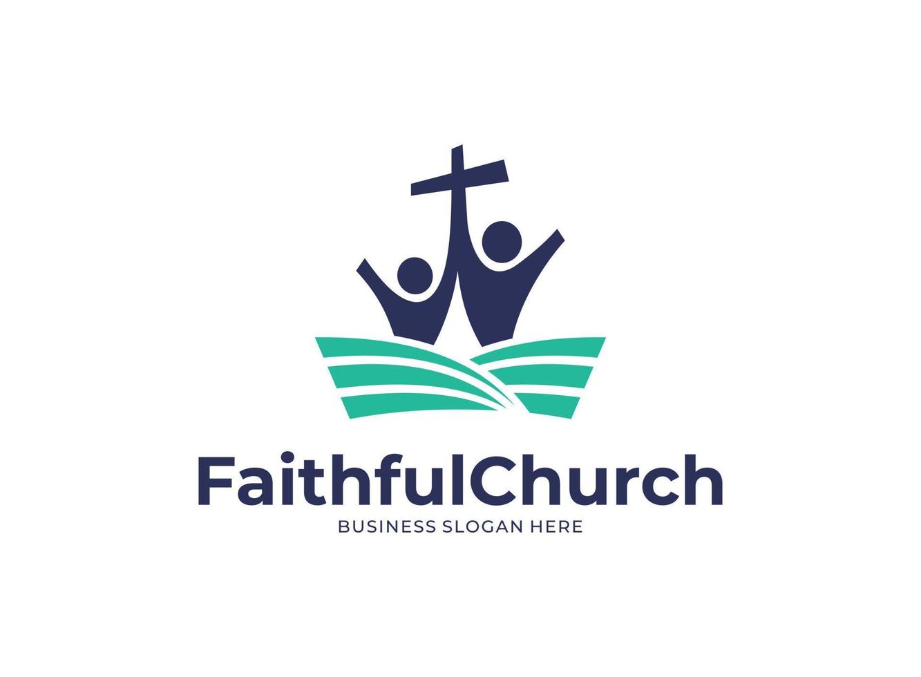 Illustrationsvektorgrafik des Logos der treuen Kirche entwirft Konzept. perfekt für Gemeinschaft, Bildung, Bibel, katholisch vektor