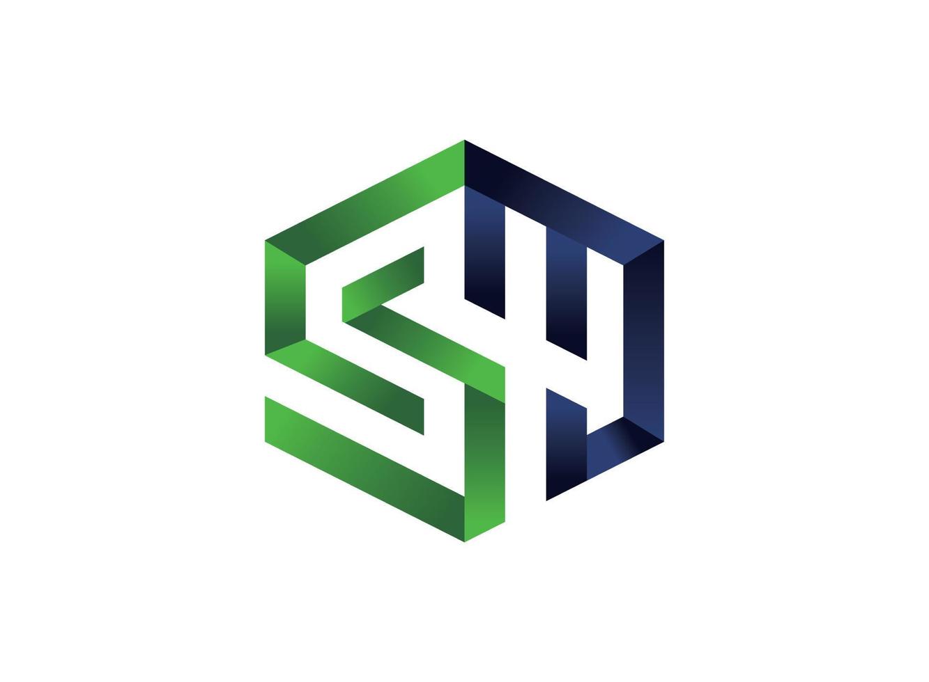 första brev sh hs låda logotyp ikon design mall vektor
