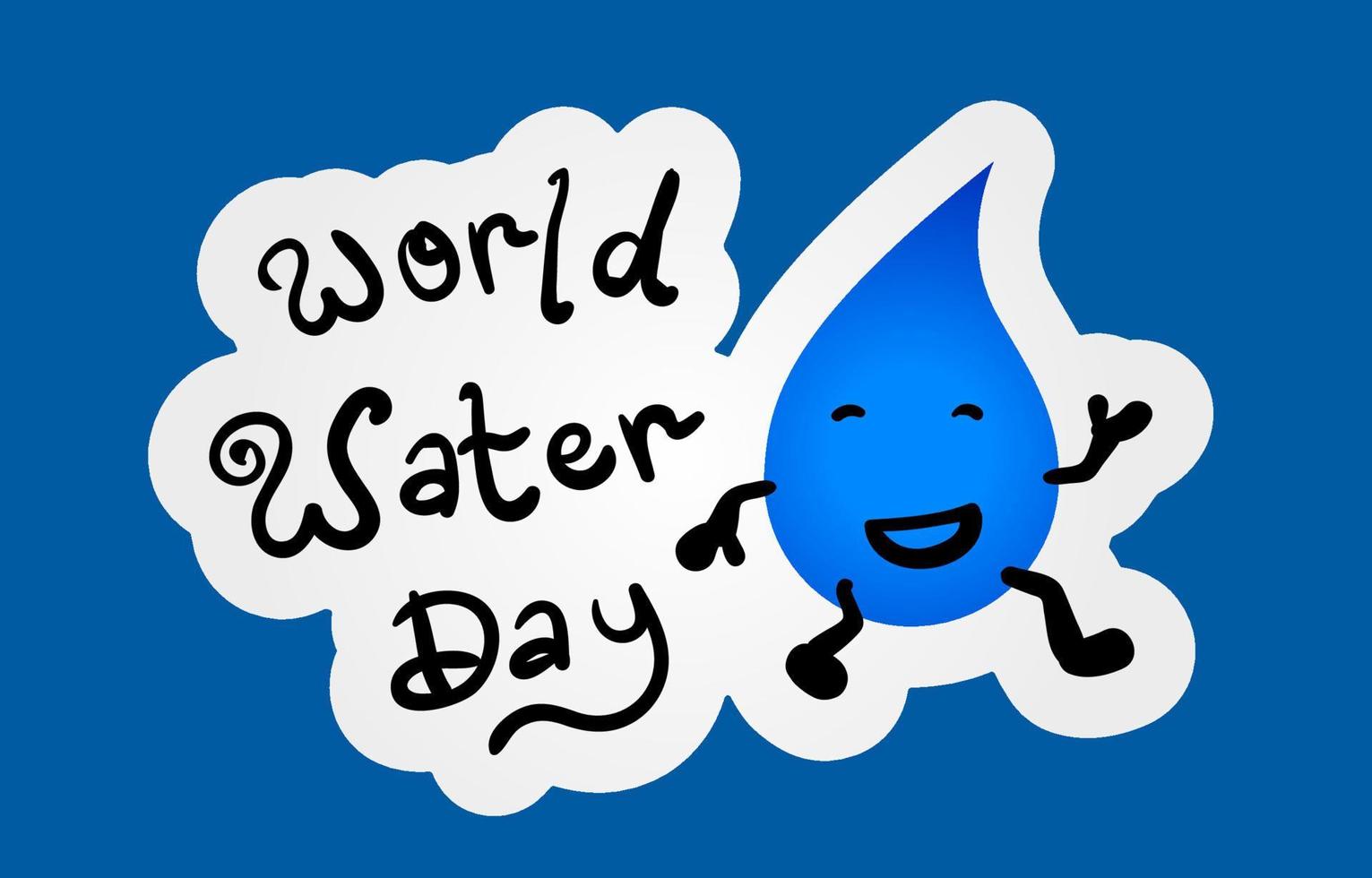 klotter roligt värld vatten dag kampanj vektor klistermärke design element