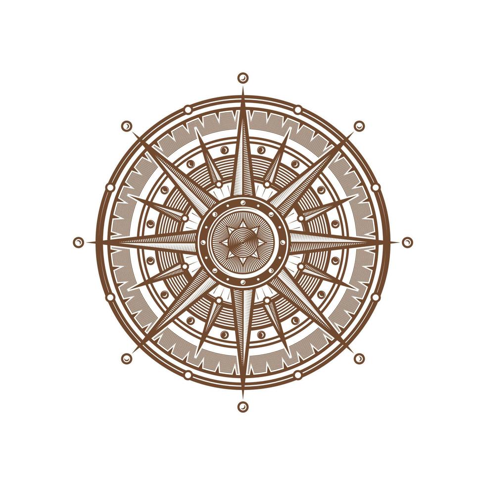 Kompass, Wind Rose Segeln Erdkunde Symbol vektor