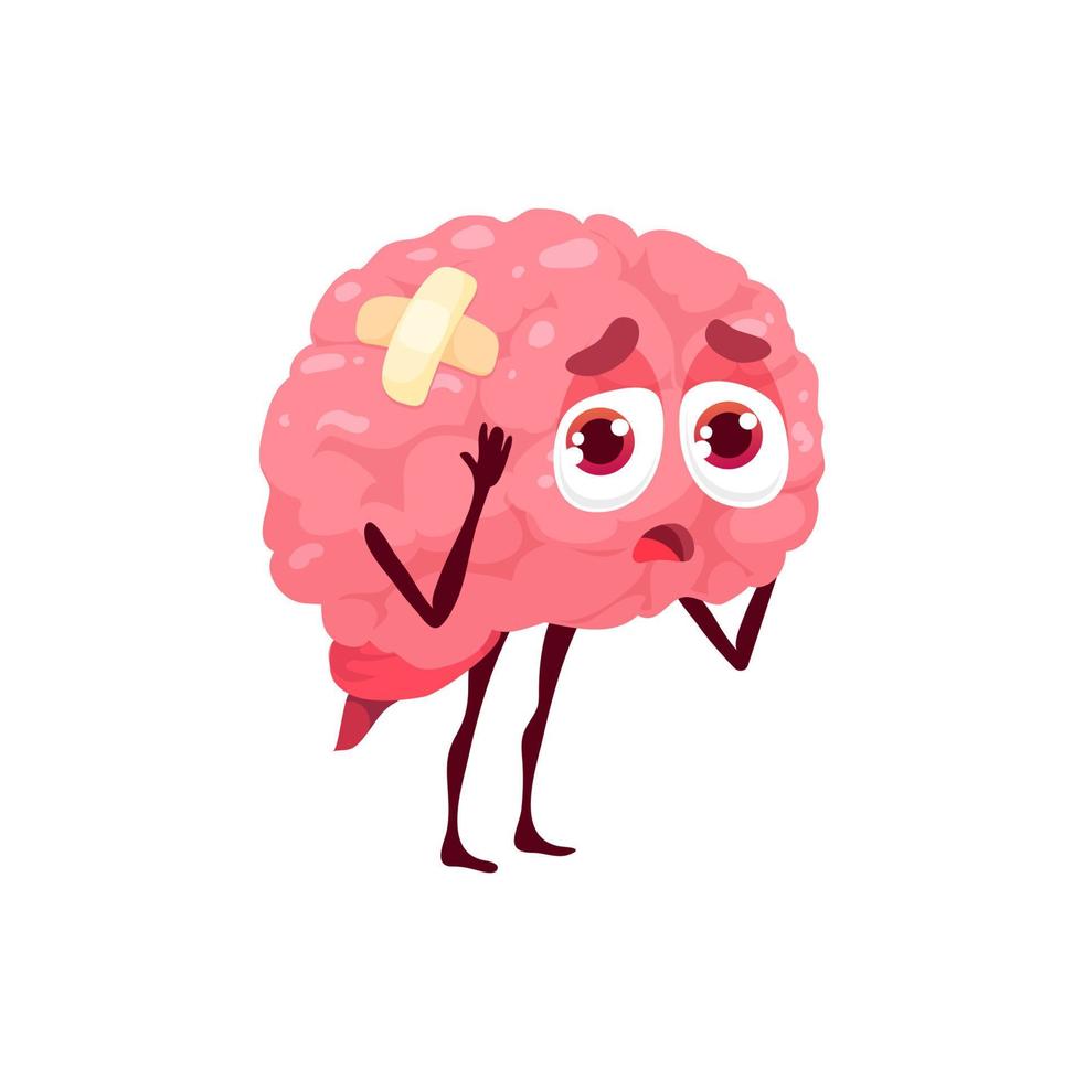 Gehirn krank Körper Organ Charakter traurig Vektor Schädel