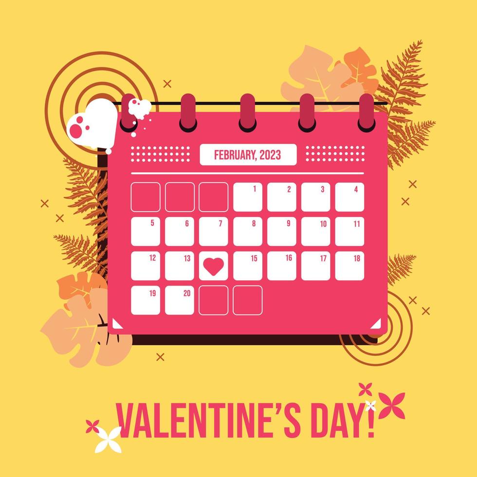 konstnärlig valentine kalender objekt illustration vektor