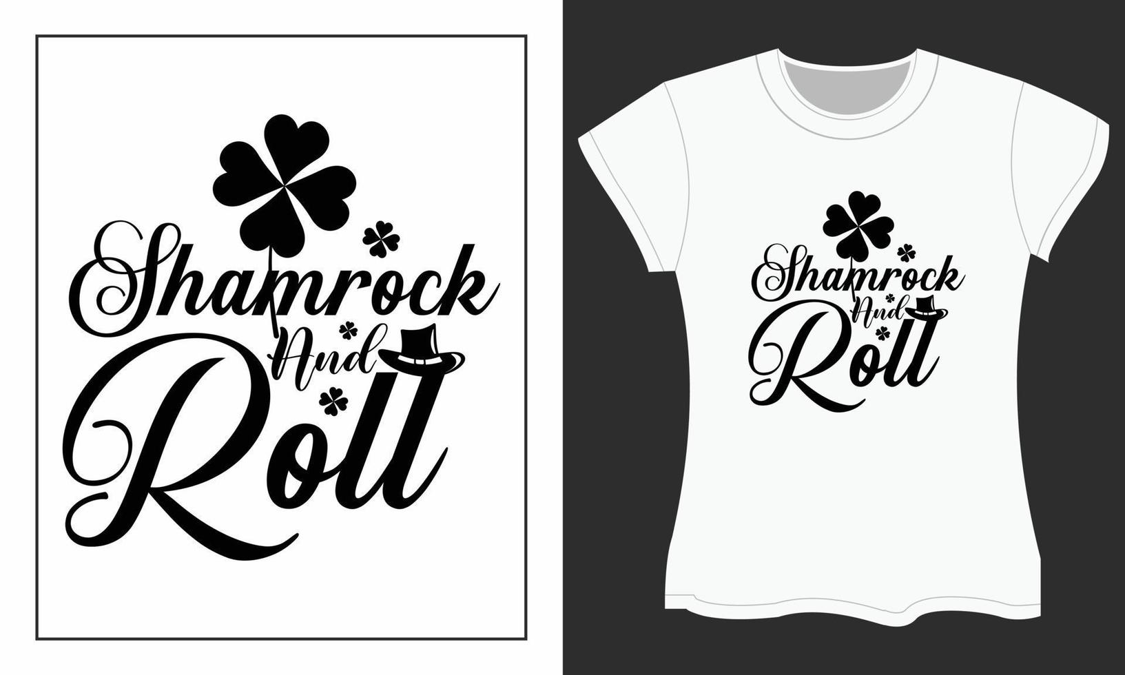 st. Patricks dag svg t-shirt design. vitklöver och rulla vektor