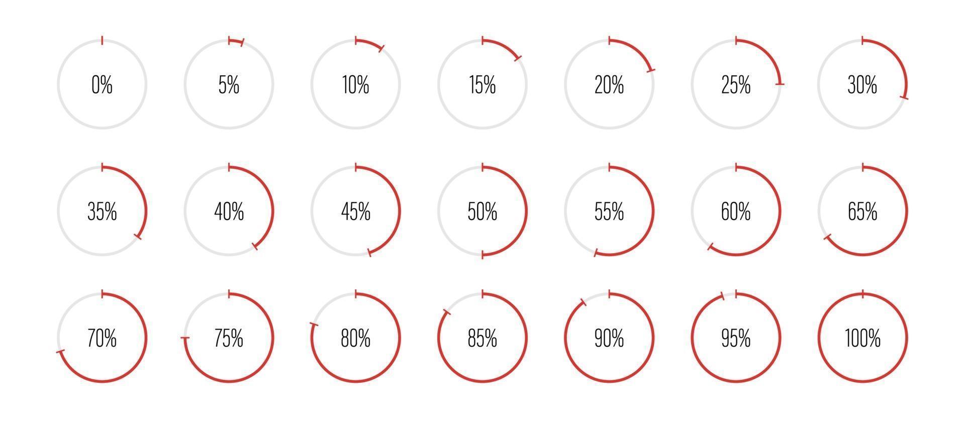 Satz von Kreisprozentsatzdiagrammen Vektorillustration vektor