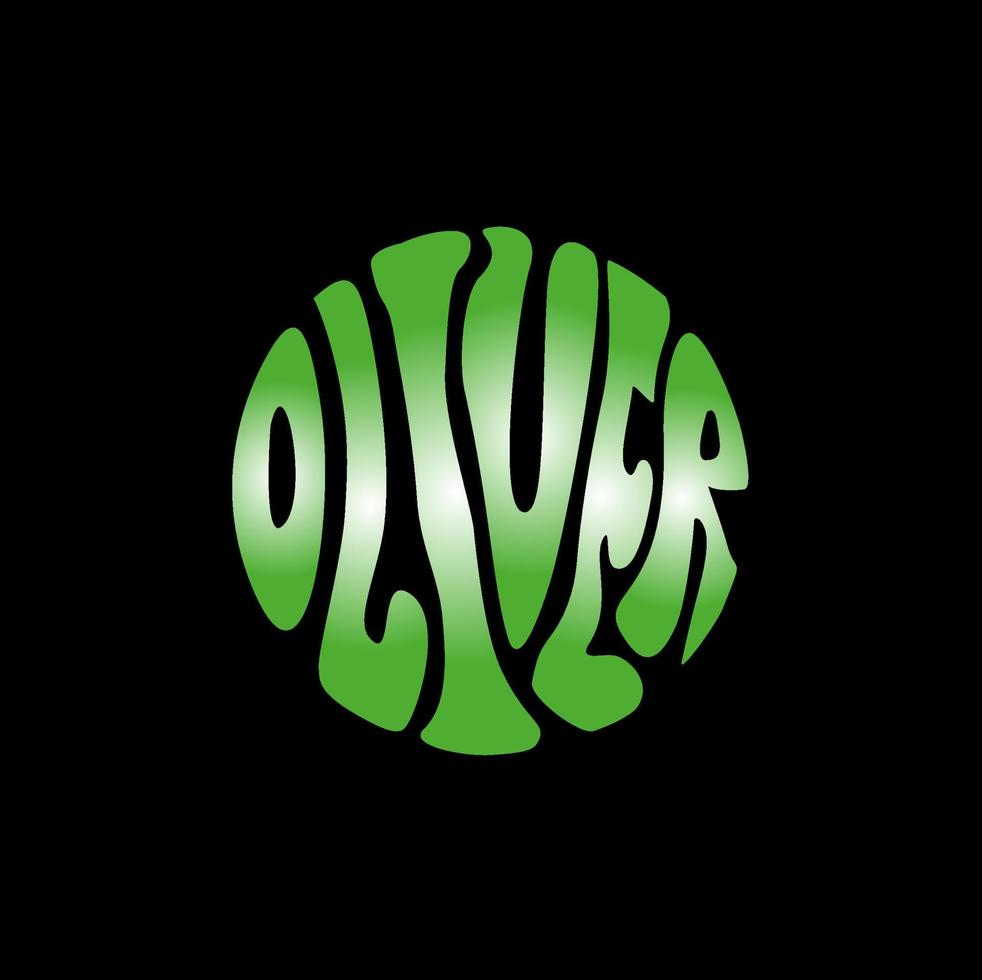 oliver Beschriftung im runden Form. vektor