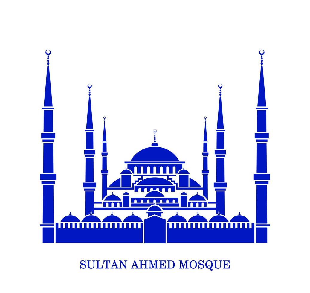 Sultan beschämt Moschee Vektor Symbol. Sultan beschämt Moschee Blau Vektor Illustration. Blau Moschee Symbol.