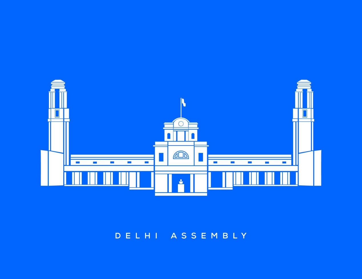 delhi hopsättning byggnad vektor ikon. delhi vidhan bhavan på blå bakgrund.