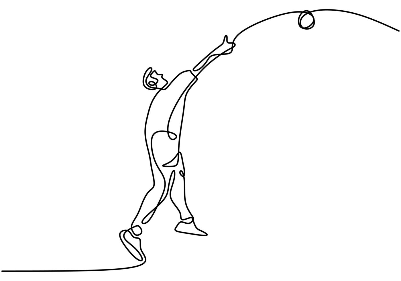 kontinuerlig linje ritning av idrottsman sköt skiva kasta sport, minimalism koncept vektorillustration. vektor