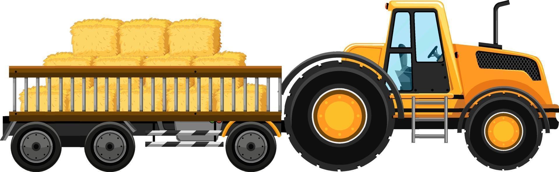 traktor med hö i vagnen vektor