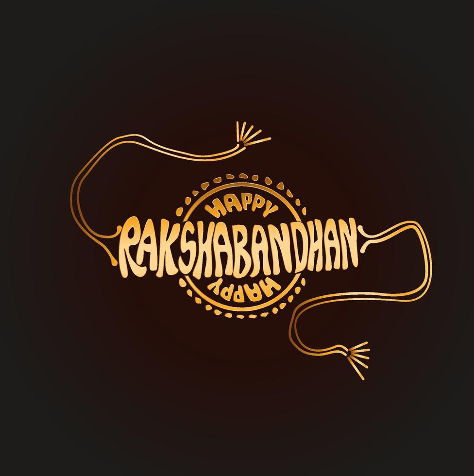 glücklich Raksha Bandhan geschrieben mit Rakhi Form. Rakshabandhan golden Rachi. vektor