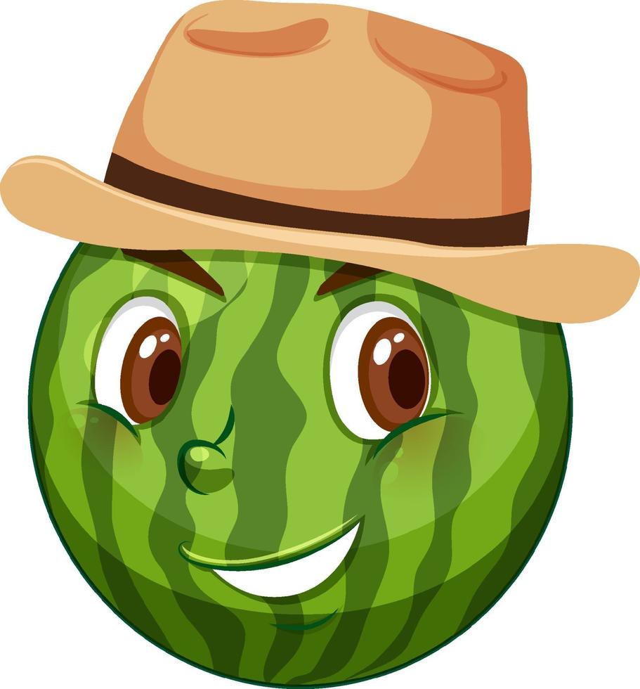 Wassermelonen-Zeichentrickfigur mit Gesichtsausdruck vektor