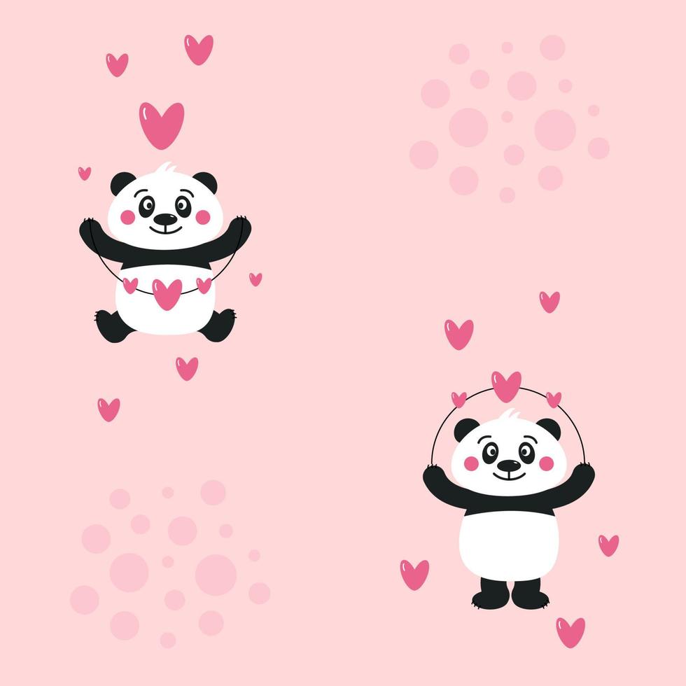 süß Panda Bär mit Girlande von Herzen nahtlos Muster auf Rosa Hintergrund  im Vektor einfach eben Stil. 19627960 Vektor Kunst bei Vecteezy