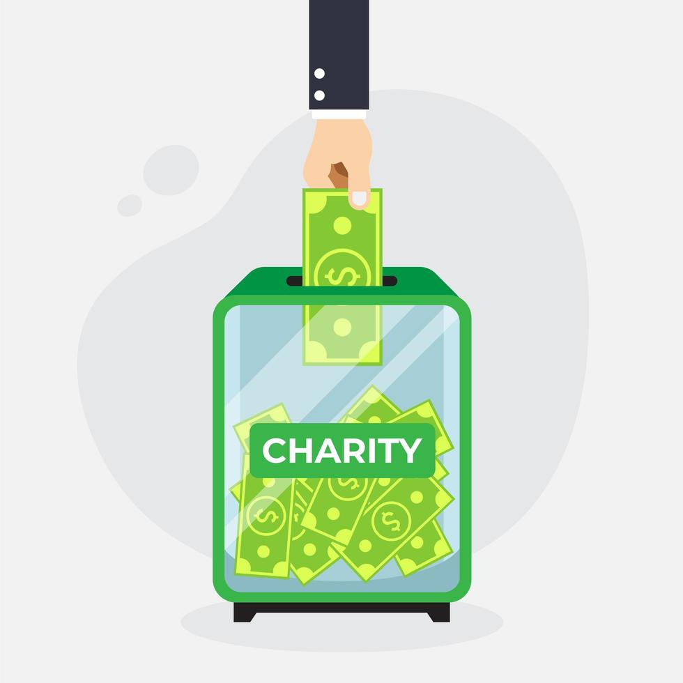 hand sätter dollar donation box välgörenhet vektor