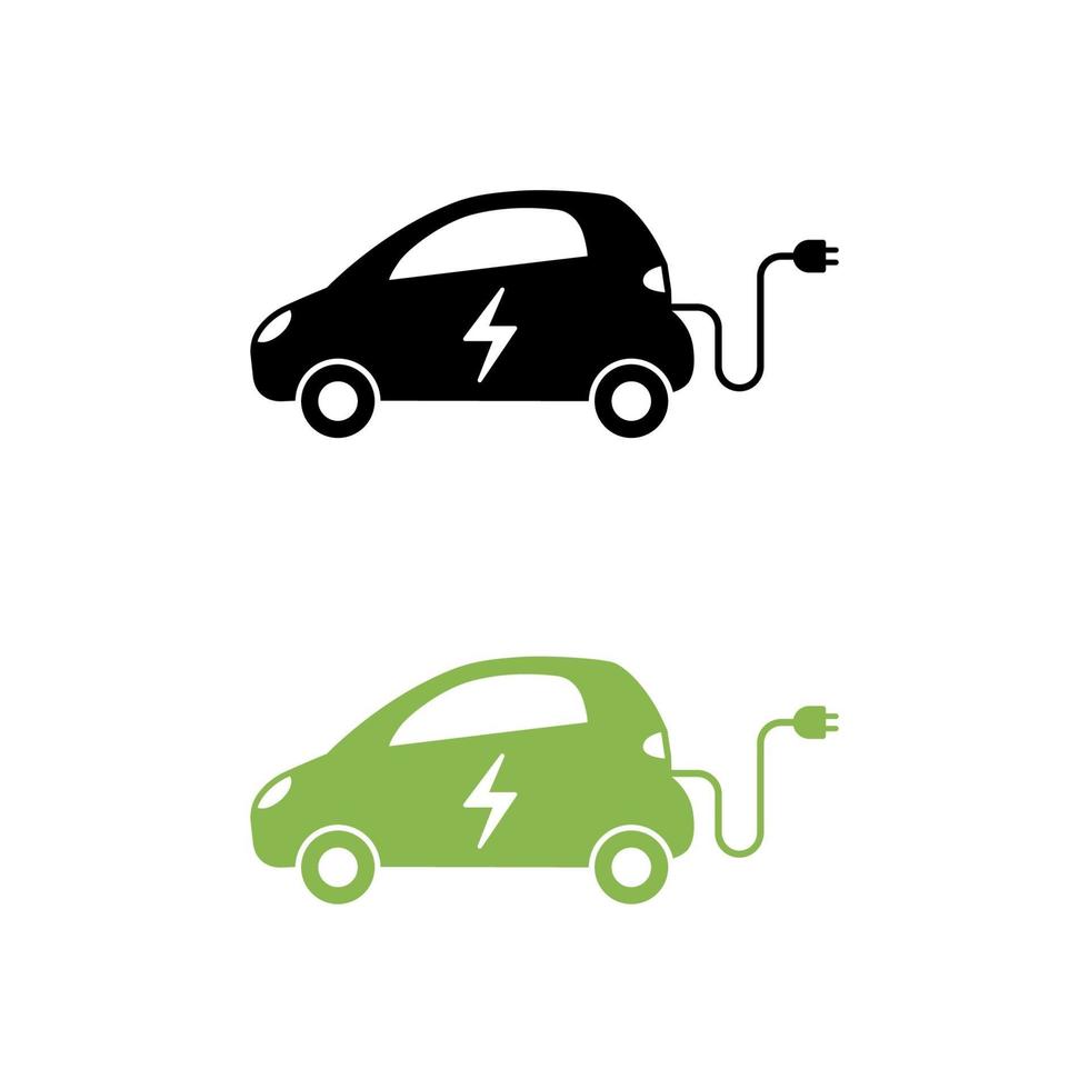 Elektroauto mit elektrischem Ladekabelsymbol. Hybridfahrzeugsymbol. umweltfreundliches Auto- oder Elektrofahrzeugkonzept. vektor