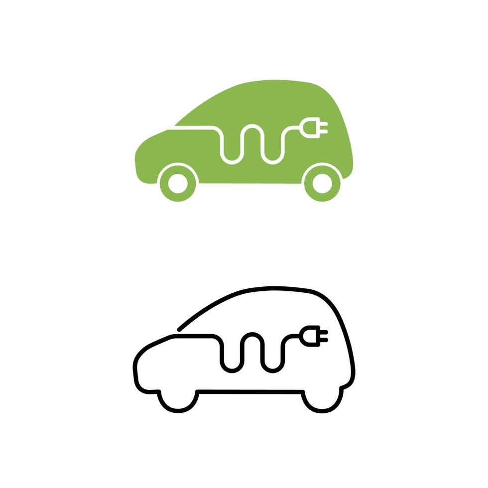 Elektroauto mit elektrischem Ladekabelsymbol. Hybridfahrzeugsymbol. umweltfreundliches Auto- oder Elektrofahrzeugkonzept. vektor