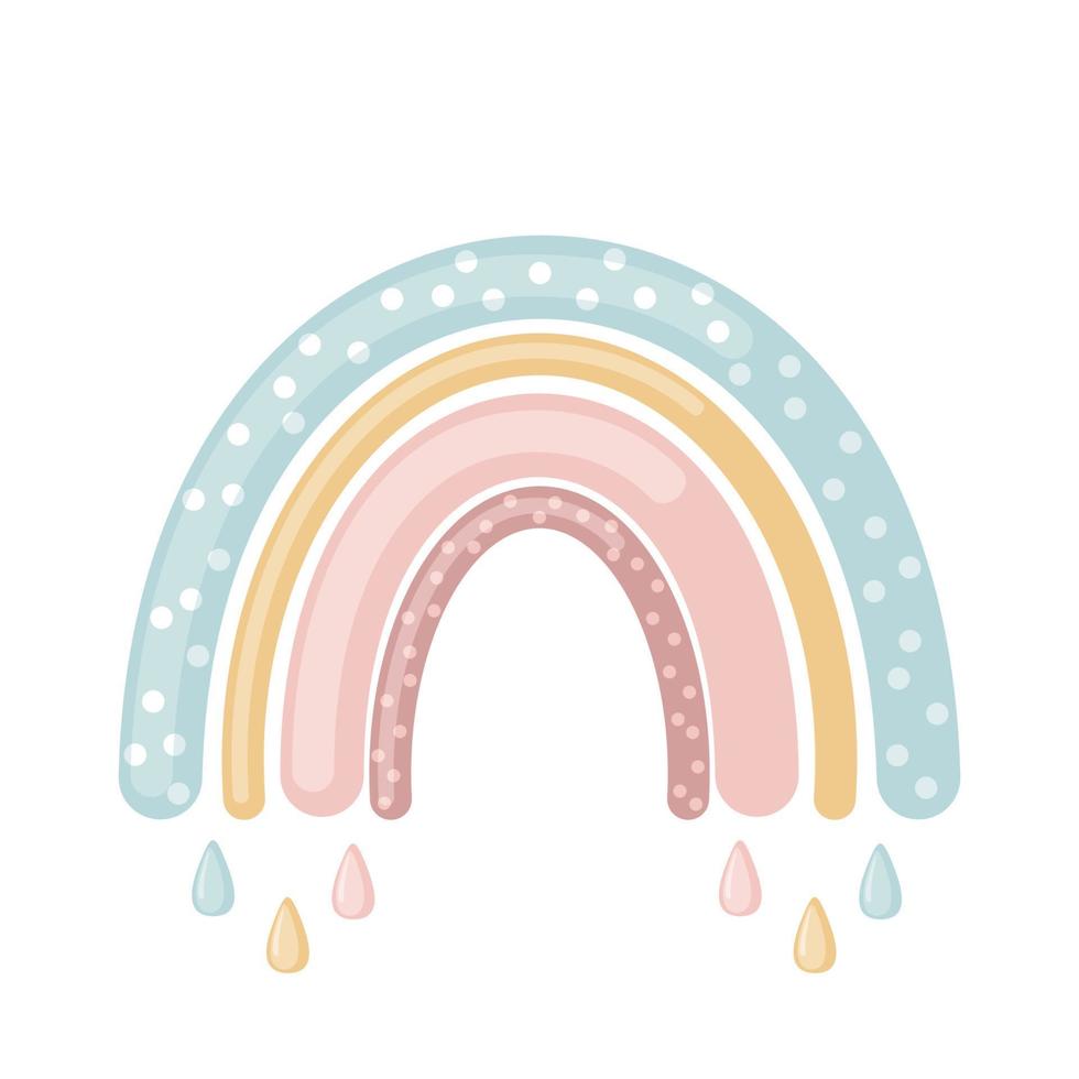 niedliches Regenbogen-Symbol im flachen Stil isoliert auf weißem Hintergrund. Vektor-Illustration. gestaltungselement für kinderdekor. vektor