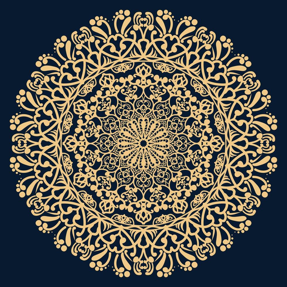 moderner goldener Farbmandala-Hintergrund, einzigartiges Design und gutes Aussehen. vektor