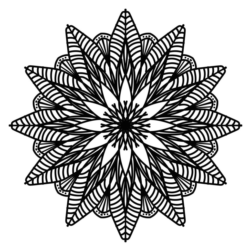 Schwarzes Mandala, dekorativer Luxus-Mandala-Designhintergrund, Mandala-Design, Mandala-Muster-Malbuchkunst-Tapetendesign, Fliesenmuster, Grußkarte, Schwarz-Weiß-Mandala vektor