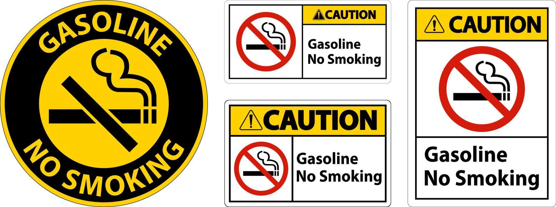 varning bensin Nej rökning tecken på vit bakgrund vektor