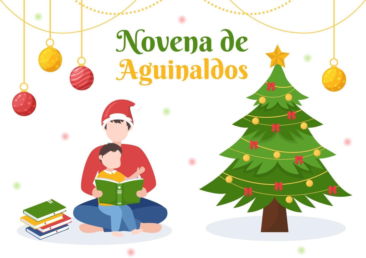 novena de aguinaldos feiertagstradition in kolumbien für familien, um zu weihnachten in flachen handgezeichneten vorlagenillustrationen der karikatur zusammenzukommen vektor