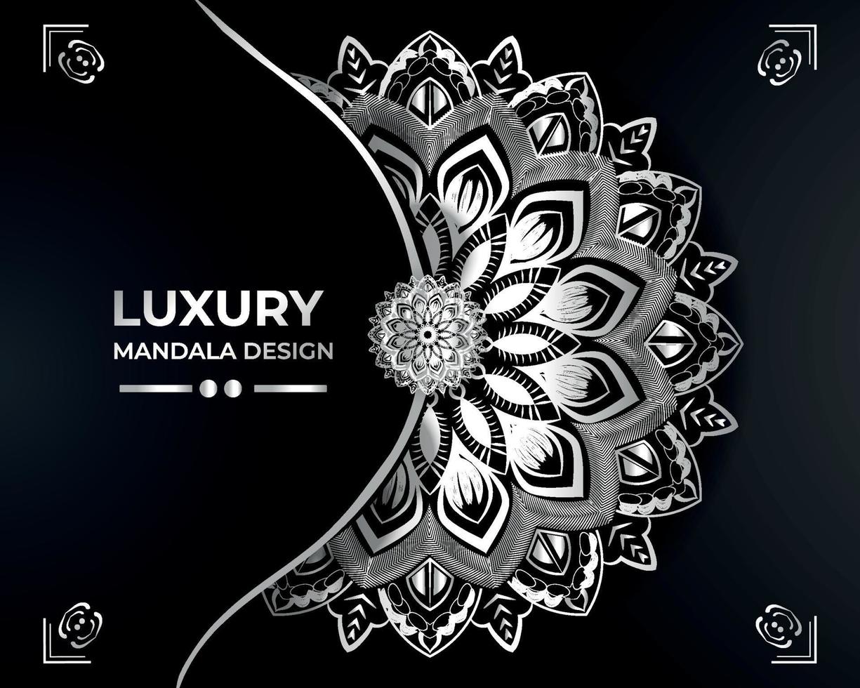 elegantes silbernes luxuriöses Mandala-Design vektor