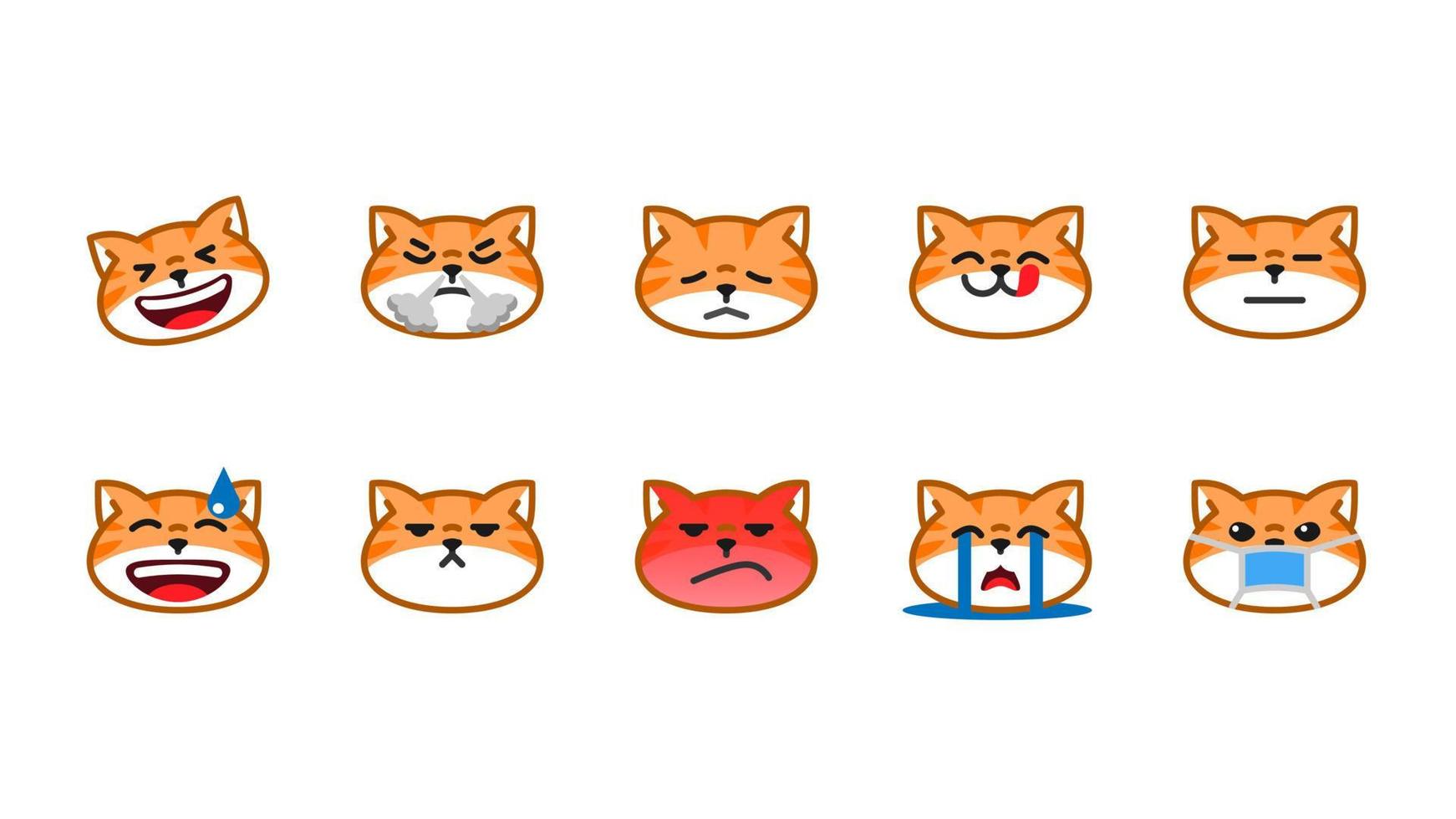 söt orange katt emoji. katt ansikten uttryck vektor