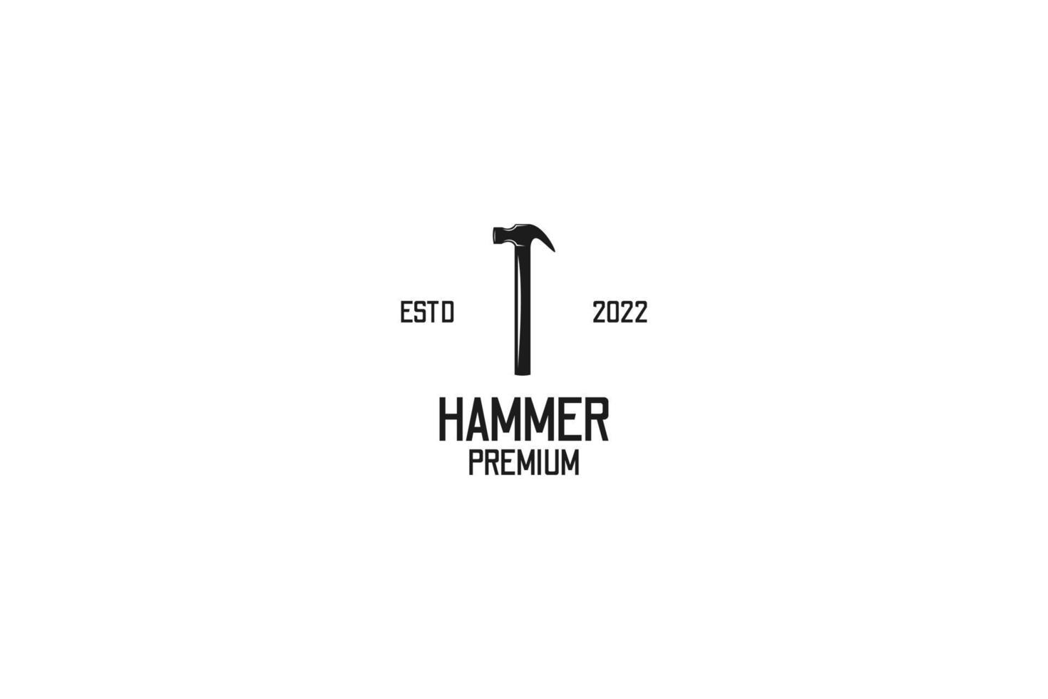 Flache Holzhammer-Zimmerei-Logo-Design-Vektorillustration vektor